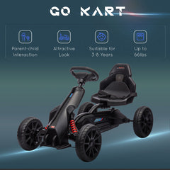 Aosom Kids Pedal Go Kart W/ Adjustable Seat, Swing Axle, Black