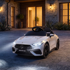 Qaba 12V Electric Car for Kids Licensed Mercedes AMG CLE 53 with Remote, Suspension, Lights, Music for 37-72 Months, White