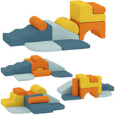 Qaba 9-Piece Soft Play Set, Kids Soft Play Foam Blocks with Detachable Cover for Climbing and Crawling, Multicolored