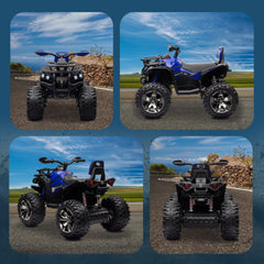 Aosom 12V 4 Wheeler Kids ATV with Music, Headlights for 37-60 Months Boys and Girls, Blue