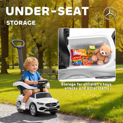 Qaba Mercedes-Benz C-Class Licensed Ride-On Push Car, Baby Stroller Walking Car with Parent Control Handle, Horn, White