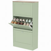 HOMCOM Modern Shoe Storage Cabinet with 3 Flip Drawers and Adjustable Shelves for 12-18 Pairs of Shoes, Green