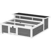 PawHut Tortoise Habitat Openable Top Wooden Tortoise Enclosure Run Area and Clear Window Dark Gray