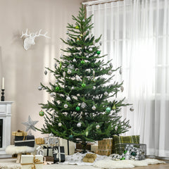 HOMCOM 7.5 Foot Artificial Christmas Tree, Nordic Pine Hinged Xmas Tree with 1218 Realistic Branches, Wide Steel Base, Auto Open, Green
