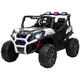 Qaba 2 Seater 24V Kids Electric Car w/ Remote Control, 3 Speed, LED Lights, Music, Horn, Spring Suspension, Slow Start, White