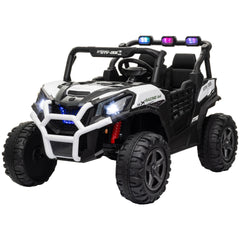 Qaba 2 Seater 24V Kids Electric Car w/ Remote Control, 3 Speed, LED Lights, Music, Horn, Spring Suspension, Slow Start, White