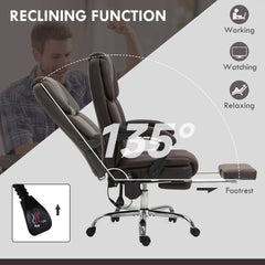 Vinsetto 6 Point Vibration Massage Office Chair, PU Leather Reclining Computer Chair with Adjustable Height, Brwon