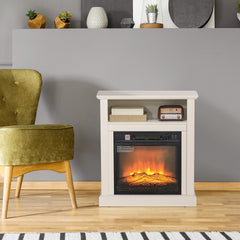 HOMCOM 27" Freestanding Electric Fireplace with Mantel, 1400W Replaceable Fireplace Insert Heater with Timer, White