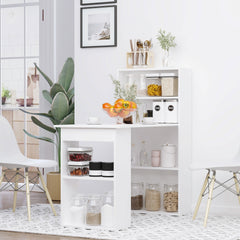 HOMCOM Computer Desk with 6-Tier Storage Shelves, Writing Desk Workstation with Bookshelf for Home Office, White