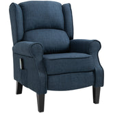 HOMCOM Vibration Massage Recliner Chair for Living Room with Heat, Wingback Single Sofa, Modern Linen Fabric Push Back Reclining Chair with Footrest, Side Pocket, Dark Blue