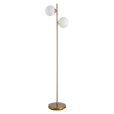 HOMCOM Floor Lamp w/ 2pcs Glass Lamp Shade Modern Portable Decorative Lamp, White