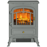 HOMCOM Fireplace Stove, Electric Fireplace Heater with Realistic LED Flames and Logs, 725W/1450W, Gray