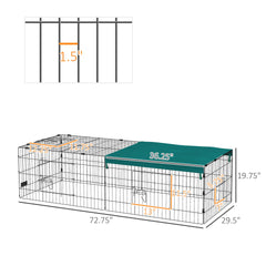 PawHut 73" Small Animal Playpen with with Roof for Rabbits, Chicken, Chinchillas for Indoor/Outdoor Use, Green