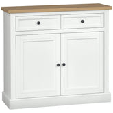 HOMCOM Sideboard Buffet Cabinet, Coffee Bar Cabinet with 2 Drawers and Double Door Cupboard for Kitchen, Living Room, Entryway, White