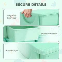 Qaba 3 Tier Kids Storage Organizer with 9 Drawers for Bedroom, Nursery, Kindergarten, Living Room, Boys and Girls, Green