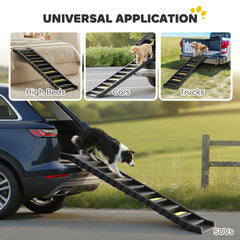 PawHut Dog Stairs for Car Truck SUV, Foldable Dog Ramp for Large Medium Small Dogs, Black