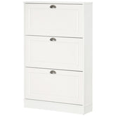 HOMCOM Shoe Cabinet, Narrow Shoe Storage Cabinet with 3 Flip Drawers, Holds 12 Pairs for Entryway, Hallway, White