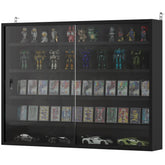 HOMCOM 5-Tier Display Cabinet, Wall-Mounted Display Case with 2 Glass Doors and Adjustable Shelves, Jet Black