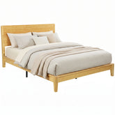 HOMCOM Queen Size Bamboo Platform Bed Frame with Headboard and 12 Poplar Slats, No Box Spring Needed, Easy Assembly, Natural