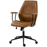 HOMCOM Leather Home Office Desk Chair, Vintage Computer Chair with Padded Arms, 360° Swivel, Adjustable Height, Tilt, Brown