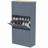 HOMCOM Modern Shoe Storage Cabinet with 3 Flip Drawers and Adjustable Shelves for 12-18 Pairs of Shoes, Blue