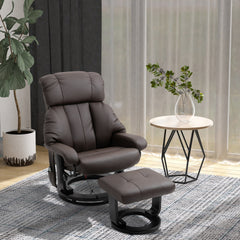 HOMCOM Massage Recliner Chair with Ottoman, 360° Swivel Recliner and Footstool, 10-Point Vibration, Brown