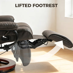 HOMCOM Modern RV Recliner Chair, PU Leather Swivel Recliner Armchair with Footrest for Living Room, Brown