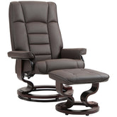 HOMCOM Faux Leather Reclining Chair with Ottoman, Manual Recliner with Tufted Back and Wood Frame for Living Room, Brown