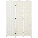 HOMCOM Folding Room Divider Screen 3 Panel 6' Tall Privacy Screen Freestanding Wood Partition for Home Office, White