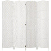 HOMCOM Room Divider, 4 Panel Folding Privacy Screen, 6FT Tall Portable Weave Partition Wall Divider for Bedroom, White