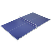 Soozier 9 ft Folding Ping Pong Table Top for Billiard Tables, Table Tennis Conversion Top with Net, Foam Padding, Blue