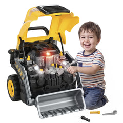 Qaba Truck Engine Toy, Kids Mechanic Repair Set with Spray, Lights, Sounds, Educational Excavator Gifts for 3-6 Years