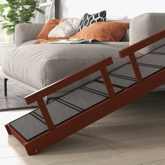 PawHut Wooden Dog Ramp with Removable Guardrails, Non-Slip Surface, 60" Long, Brown