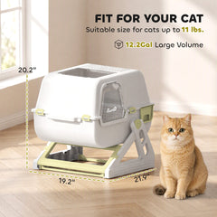 PawHut Cat Litter Box with Lid, Enclosed Cat Litter Box with Deodorization Bag & Drawer Pan, High Sides & Flip-to-Clean