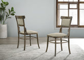 Billie Set of 2 Vintage Walnut 19"W Contemporary Fabric Dining Chair with Cushion