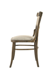 Bistro Set of 2 Vintage Walnut 19" Wide Contemporary Fabric Dining Chair with Cushion