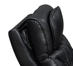 Jazmina 84"W Black Leather Aire Transformer Power Reclining Sofa with Power Headrest, LED Lights, Wireless Charging Drop-Down Table, USB & USB-C Ports, Storage & Cupholders