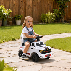 Qaba 3-in-1 Push Car for 1-3, Licensed FORD Shelby Sliding Walking Car with Parent Handle, Canopy, Guardrail, Storage, White