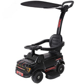 Qaba 3-in-1 Push Car for 1-3, Licensed FORD Shelby Sliding Walking Car with Parent Handle, Canopy, Guardrail, Storage, Black