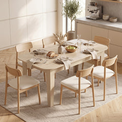 HOMCOM Extendable Oval Dining Table for 4-6, Farmhouse Expandable Kitchen Table, Round Edges, Oak