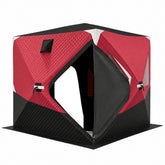 Outsunny Insulated Pop-Up Ice Fishing Tent, 3-4 Person Portable Hub Style Ice Fishing Shelter with Double Zipper Doors