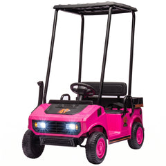 Qaba 24V Kids Golf Cart 2WD 2-Seater with Remote, Soft Start, Rear Suspension, Sunshade, Storage, Gift for 3-6 Years, Pink