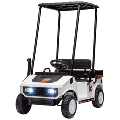 Qaba 24V Kids Golf Cart 2WD 2-Seater with Remote, Soft Start, Rear Suspension, Sunshade, Storage, Gift for 3-6 Years, White