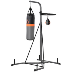 HOMCOM 2-in-1 Punching Bag with Stand for Adults, 65.7"-73.6" Height Adjustable Freestanding Heavy Bag Stand with Speedball