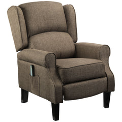 HOMCOM Vibration Massage Recliner Chair for Living Room with Heat, Wingback Single Sofa, Brown