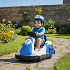 Qaba 6V Kids Bumper Car with Big Wheels, Electric Car for Kids with 360-Degree Spin, Slow Start, for 37-72 M, Blue