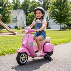 Qaba 12V Kid Motorcycle, Electric Motorbike with Training Wheels, Rear Suspension, Steering Limitation for 3-6 Years, Pink