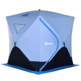 Outsunny 4 Person Ice Fishing Shelter, Pop-Up Ice Shanty Tent, Insulated Portable Tent with 2 Doors & Carrying Bag, Light Blue