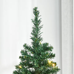 HOMCOM 5' Tall Pre-Lit Slim Noble Fir Artificial Pencil Christmas Tree with Realistic Branches, 110 Warm White LED Lights and 294 Tips, Green