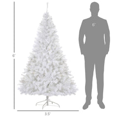 HOMCOM 6 FT Tall PreLit Artificial Christmas Tree with Realistic Branches, 250 Warm White LED Lights and 1000 Tips, White